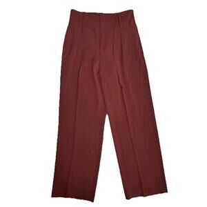 Vince Wide Leg High Rise Trouser Womens 10 Rust Red Dress Pants Pleated